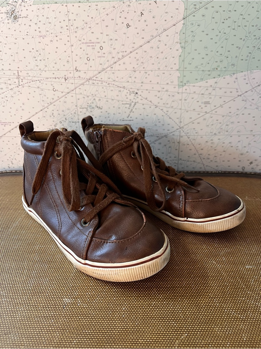 Cat & Jack  Shoes Florian Casual Hi Sneakers Brown Size 1 Faux Leather Shoes